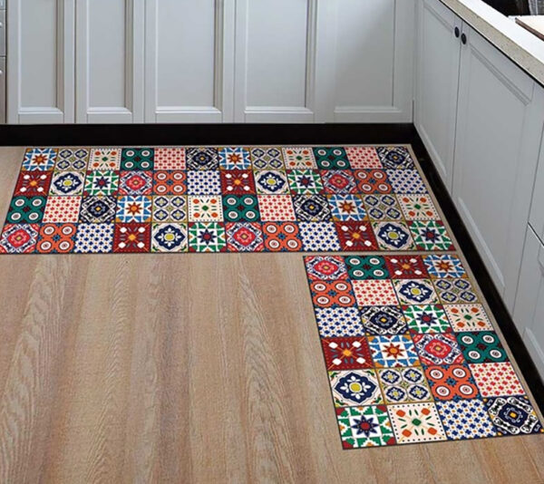 Colorful Boho Pattern Kitchen Mat